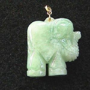 14k Yellow Gold Jade Reversible Elephant Pendant